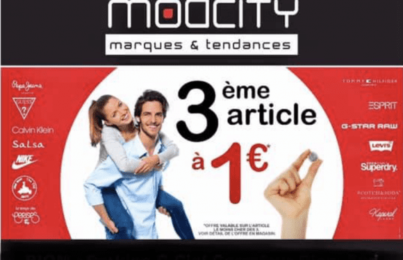 Le 3ème produit à 1 € chez Modcity !