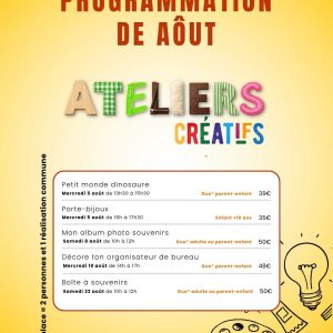 Des ateliers créatifs à découvrir ! Des ateliers créatifs à découvrir !